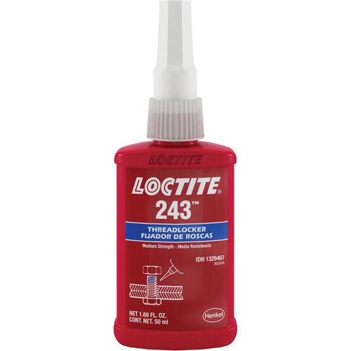Compos&eacute; de blocage 243 tol&eacute;rant &agrave; l'huile, Bleu, Moyen, 50 ml, Bouteille Oxford Builders Supplies Inc