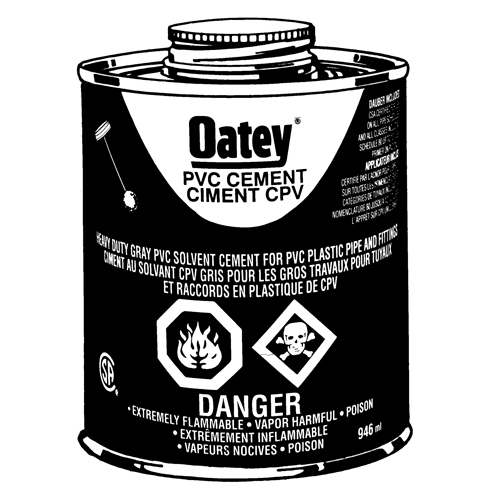 PVC Heavy-Duty Cement, 946 ml, Brush-Top Can, Grey Oxford Builders Supplies Inc