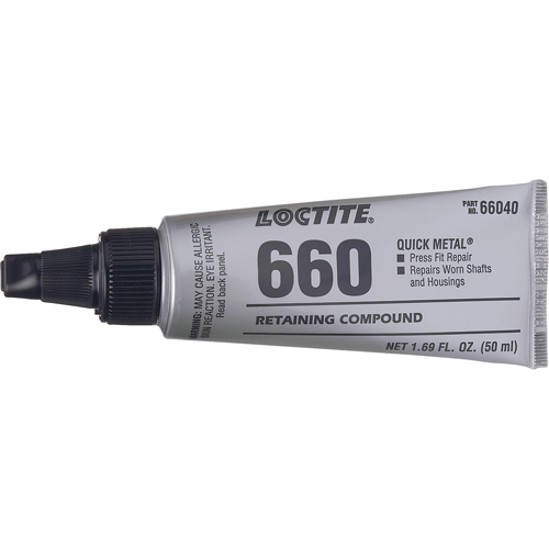 Quick Metal 660 Press Fit Repair Retaining Compound, 50 ml, Tube, Silver Oxford Builders Supplies Inc