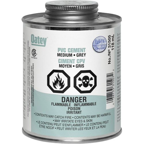 Ciment de PVC, 0,250 lb, Canette &agrave; dessus brosse, Gris Oxford Builders Supplies Inc