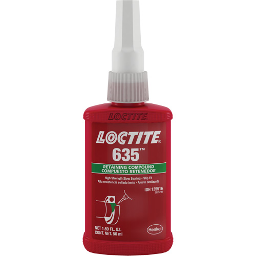 Compos&eacute; de retenue Loctite 635, 50 ml, Bouteille, Vert Oxford Builders Supplies Inc