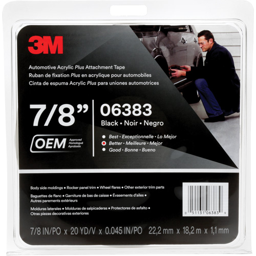 3M Automotive Acrylic Tape, 18 M (60') L x 22 mm (7/8") W, 45 mils, Acrylic Oxford Builders Supplies Inc