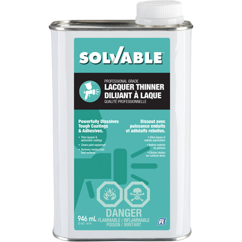 Professional Grade Lacquer Thinner, Rectangular Can, 946 ml Oxford Builders Supplies Inc