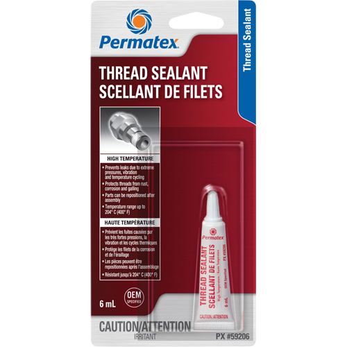 Scellant pour filetage haute temp&eacute;rature, Tube, 6 ml, -54° C - 204° C/-65° F - 400° F Oxford Builders Supplies Inc