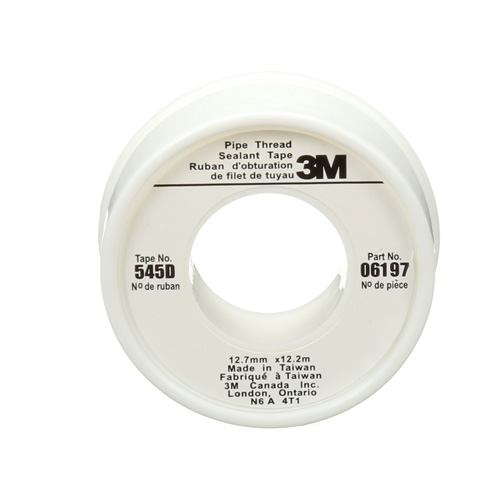 Scotch&reg; Thread Sealant Tape, 480" L x 1/2" W, White Oxford Builders Supplies Inc