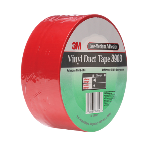 3903 Vinyl Duct Tape, 48 mm (2") W x 46 m (151') L, 6.5 mils, Red Oxford Builders Supplies Inc