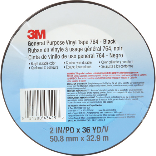 Ruban en vinyle pour travaux g&eacute;n&eacute;raux 764, 50,8 mm (2") la x 32,9 m (108') lo, 5 mils, Noir Oxford Builders Supplies Inc