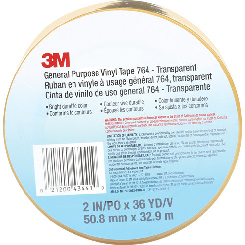 764 General-Purpose Vinyl Tape, 50.8 mm (2") W x 32.9 m (108') L, 5 mils, Clear Oxford Builders Supplies Inc