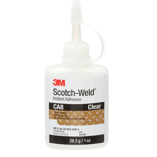 Scotch-Weld Instant Adhesive CA8, Clear, Bottle, 1 oz. Oxford Builders Supplies Inc