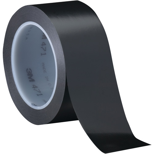 471 Vinyl Tape, 76 mm (3") W x 32.9 m (108') L, 5.2 mils, Black Oxford Builders Supplies Inc