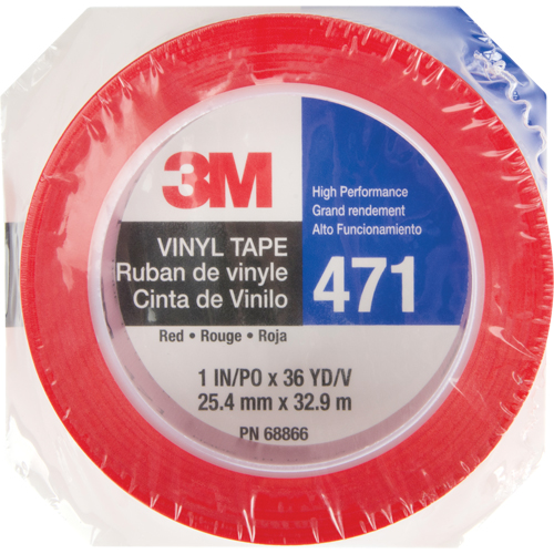 471 Vinyl Tape, 25.4 mm (1") W x 32.9 m (108') L, 5.3 mils, Red Oxford Builders Supplies Inc