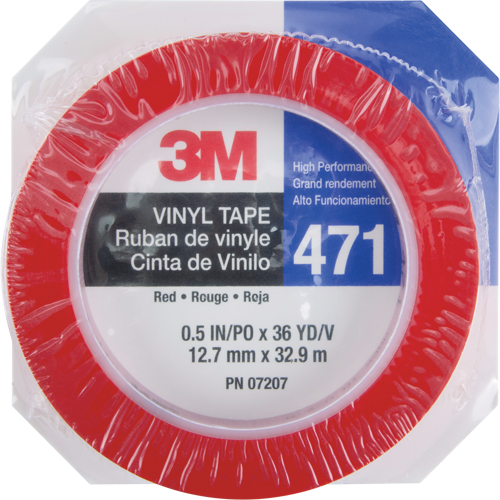 Ruban en vinyle 471, 12 mm (1/2") la x 32,9 m (108') lo, 5,3 mils, Rouge Oxford Builders Supplies Inc