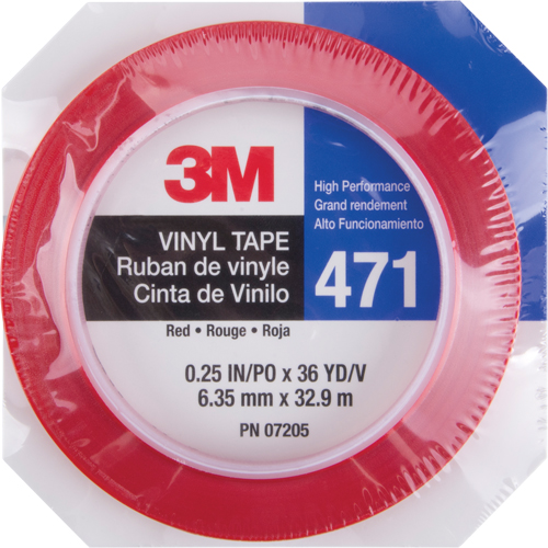 Ruban en vinyle 471, 6 mm (1/4") la x 32,9 m (108') lo, 5,3 mils, Rouge Oxford Builders Supplies Inc