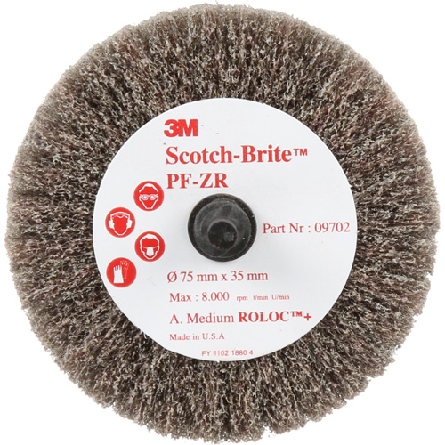 Scotch-Brite Roloc Cut & Polish Disc, Aluminum Oxide, Medium Grit, 3" x 1-3/8" x 1/4" Oxford Builders Supplies Inc