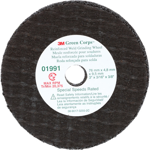 Green Corps Cut-Off Wheel, 3" x 0.188", 3/8" Arbor, Type 1, Aluminum Oxide, 35000 RPM Oxford Builders Supplies Inc
