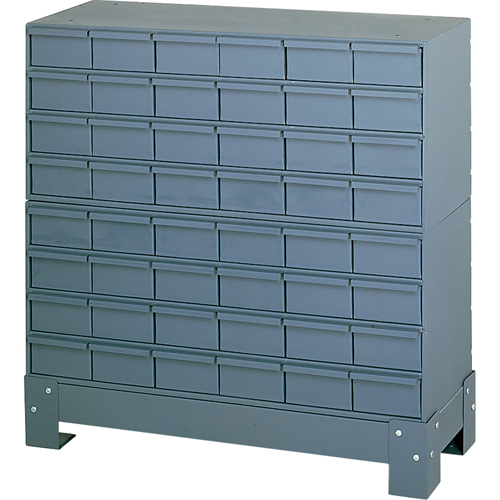 Casiers &agrave; tiroirs industriels avec base, 48 tiroirs, 34-1/8" la x 12-1/4" p x 33-3/4" h, Gris Oxford Builders Supplies Inc