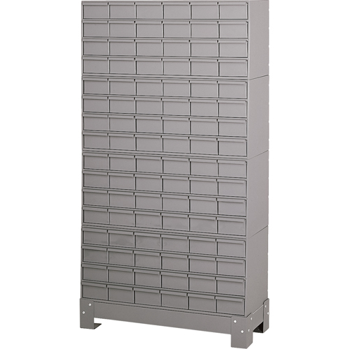 Casiers &agrave; tiroirs industriels avec base, 96 tiroirs, 34-1/8" la x 12-1/4" p x 62-1/2" h, Gris Oxford Builders Supplies Inc