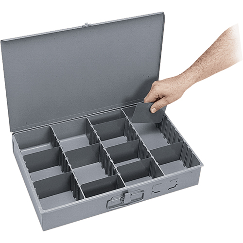 Boîtes &agrave; compartiments ajustables, Acier, Variable compartiments, 18" la x 12" p, 3" h, Gris Oxford Builders Supplies Inc