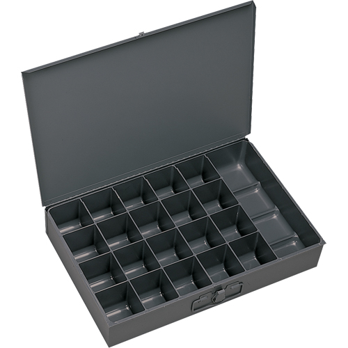 Compartment Scoop Boxes, Steel, 21 Slots, 18" W x 12" D x 3" H, Grey Oxford Builders Supplies Inc