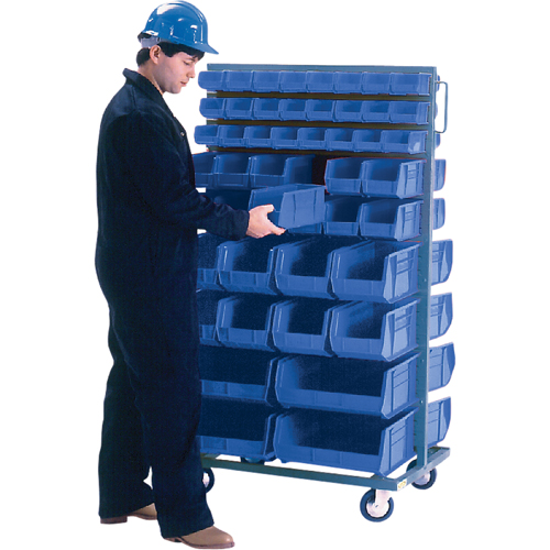 Double-Sided Mobile Bin Rack, Double-sided, 96 bins, 36" W x 24" D x 63" H Oxford Builders Supplies Inc