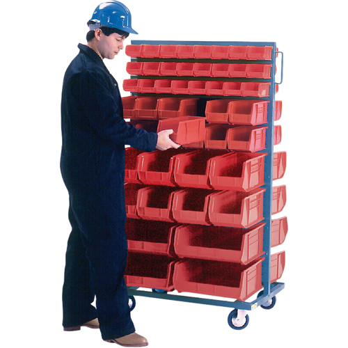 Double-Sided Mobile Bin Rack, Double-sided, 96 bins, 36" W x 24" D x 63" H Oxford Builders Supplies Inc