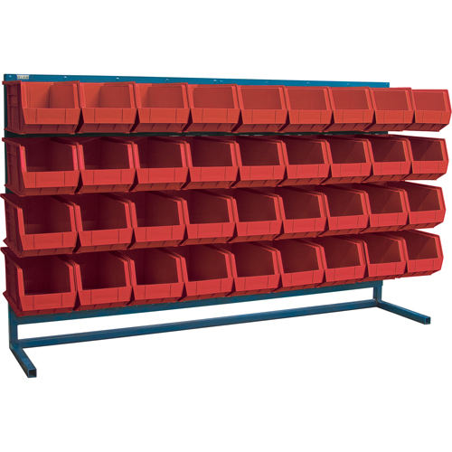 Louvered Rack with Bins, 36 Bins, 72" W x 15" D x 40" H Oxford Builders Supplies Inc