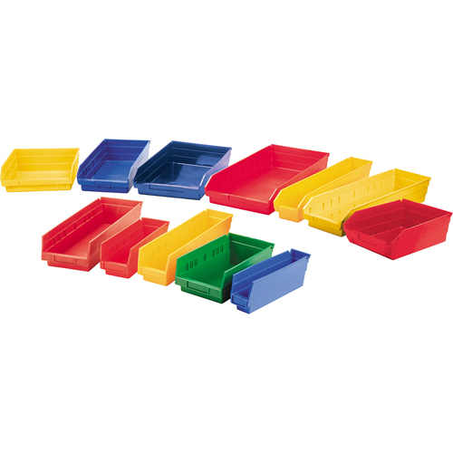 Shelf Bins, 11-1/8" W x 4" H x 11-5/8" D, Yellow, 30 lbs. Capacity Oxford Builders Supplies Inc