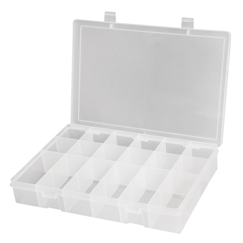Compact Polypropylene Compartment Cases, 11" W x 6-3/4" D x 1-3/4" H, 18 Compartments Oxford Builders Supplies Inc