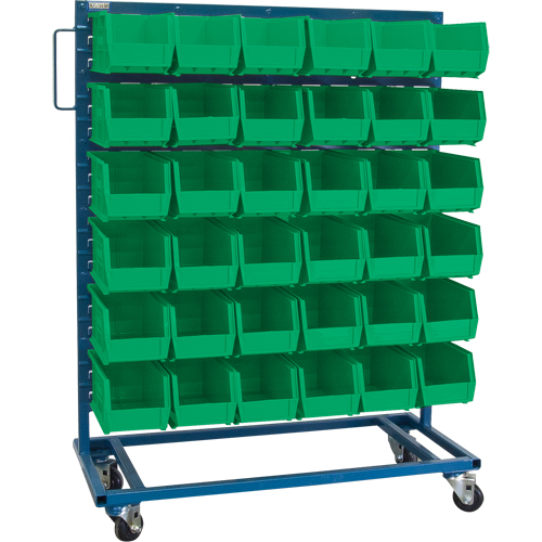 Single-Sided Mobile Bin Rack, Single-sided, 36 bins, 36" W x 16" D x 46-1/2" H Oxford Builders Supplies Inc