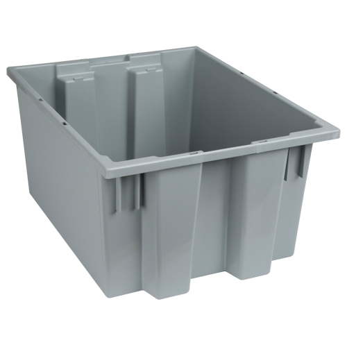 Stack & Nest Totes, 10" x 19.5" x 15.5", Grey Oxford Builders Supplies Inc