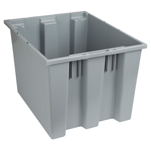 Stack & Nest Totes, 13" x 19.5" x 15.5", Grey Oxford Builders Supplies Inc