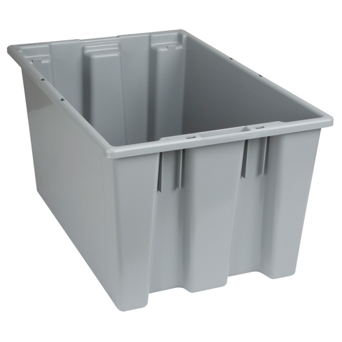 Stack & Nest Totes, 12" x 23.5" x 15.5", Grey Oxford Builders Supplies Inc