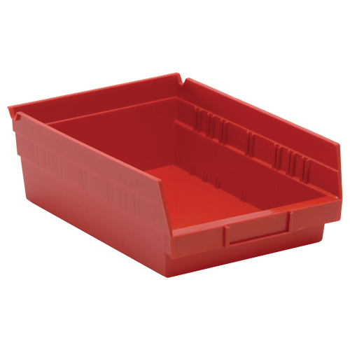 Shelf Bins, 8-3/8" W x 4" H x 11-5/8" D, Red, 30 lbs. Capacity Oxford Builders Supplies Inc