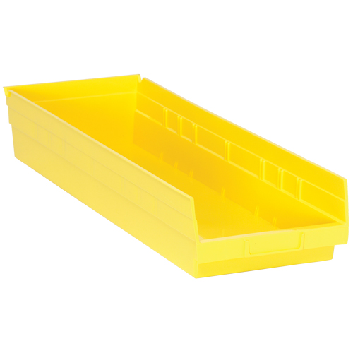 Shelf Bins, 8-3/8" W x 4" H x 23-5/8" D, Yellow, 50 lbs. Capacity Oxford Builders Supplies Inc