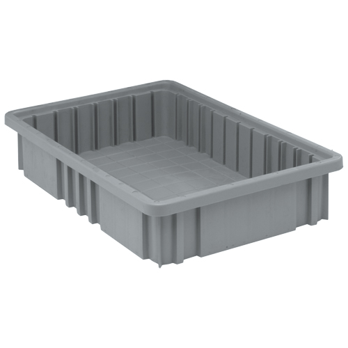 Divider Box&reg; Containers, Plastic, 16.5" W x 10.9" D x 3.5" H, Grey Oxford Builders Supplies Inc
