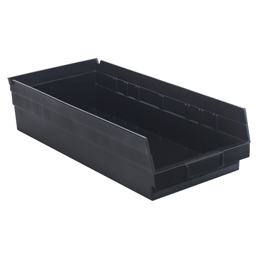 Economy Shelf Bin, 8-3/8" W x 4" H x 17-7/8" D, Black Oxford Builders Supplies Inc