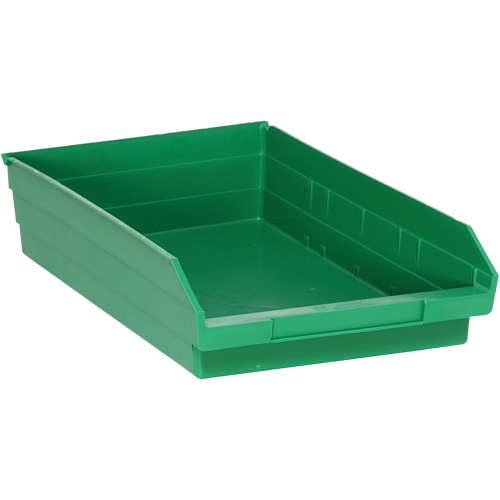 Shelf Bins, 11-1/8" W x 4" H x 17-7/8" D, Green, 40 lbs. Capacity Oxford Builders Supplies Inc