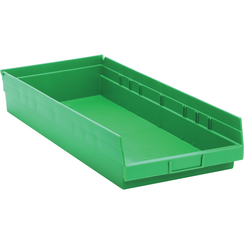 Shelf Bins, 11-1/8" W x 4" H x 23-5/8" D, Green, 50 lbs. Capacity Oxford Builders Supplies Inc