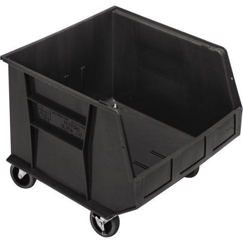 Mobile Bin, 14" H x 16-1/2" W x 18" D, 75 lbs. Capacity, Black Oxford Builders Supplies Inc