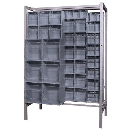Free-Standing Tip-Out Bins Slider System, 51-1/4" W x 26" D x 77" H, 101 Drawers Oxford Builders Supplies Inc