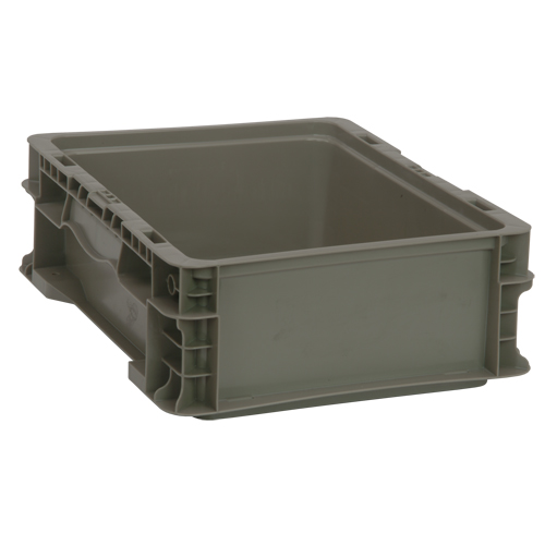 Collapsible Stacking Container, 15" W x 12" D x 5" H, Grey Oxford Builders Supplies Inc