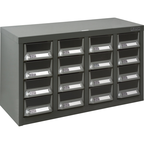 Casiers pour pi&egrave;ces KPC-400, Acier galvanis&eacute;, 16 tiroirs, 23-1/10" x 8-7/10" x 13-4/5", Gris Oxford Builders Supplies Inc