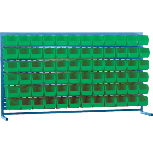 Louvered Rack with Bins, 72 Bins, 72" W x 15" D x 40" H Oxford Builders Supplies Inc