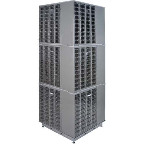 Heavy-Duty Industrial Carousel Drawer Cabinet, Steel, 480 Drawers, 27" W x 27" D x 80" H, Grey Oxford Builders Supplies Inc