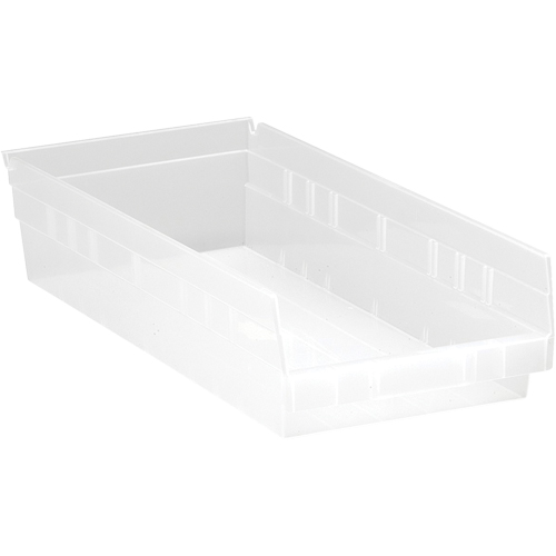 Shelf Bins, 8-3/8" W x 4" H x 17-7/8" D, Clear, 40 lbs. Capacity Oxford Builders Supplies Inc