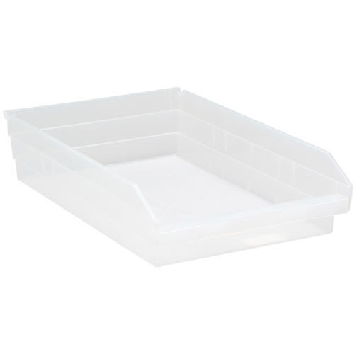 Shelf Bins, 11-1/8" W x 4" H x 17-7/8" D, Clear, 40 lbs. Capacity Oxford Builders Supplies Inc