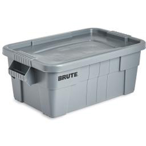 Brute Storage Tote with Lid, 27.88” D x 16.5” W x 10.7" H, 112 llbs. Capacity, Grey Oxford Builders Supplies Inc