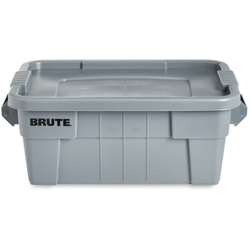 Brute Storage Tote with Lid, 27.88” D x 16.5” W x 10.7" H, 112 llbs. Capacity, Grey Oxford Builders Supplies Inc