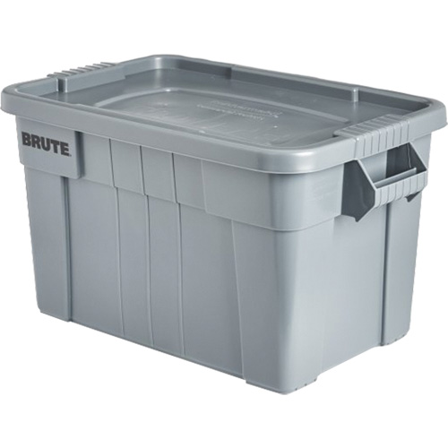 Brute Storage Tote with Lid, 27.88” D x 17.38” W x 15.13” H, 160 lbs. Capacity, Grey Oxford Builders Supplies Inc