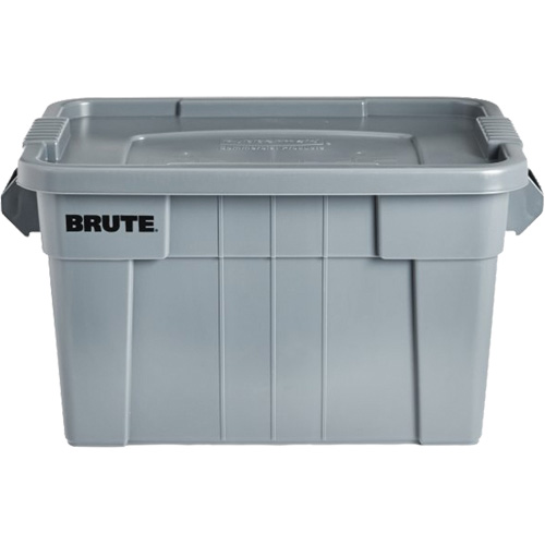 Brute Storage Tote with Lid, 27.88” D x 17.38” W x 15.13” H, 160 lbs. Capacity, Grey Oxford Builders Supplies Inc